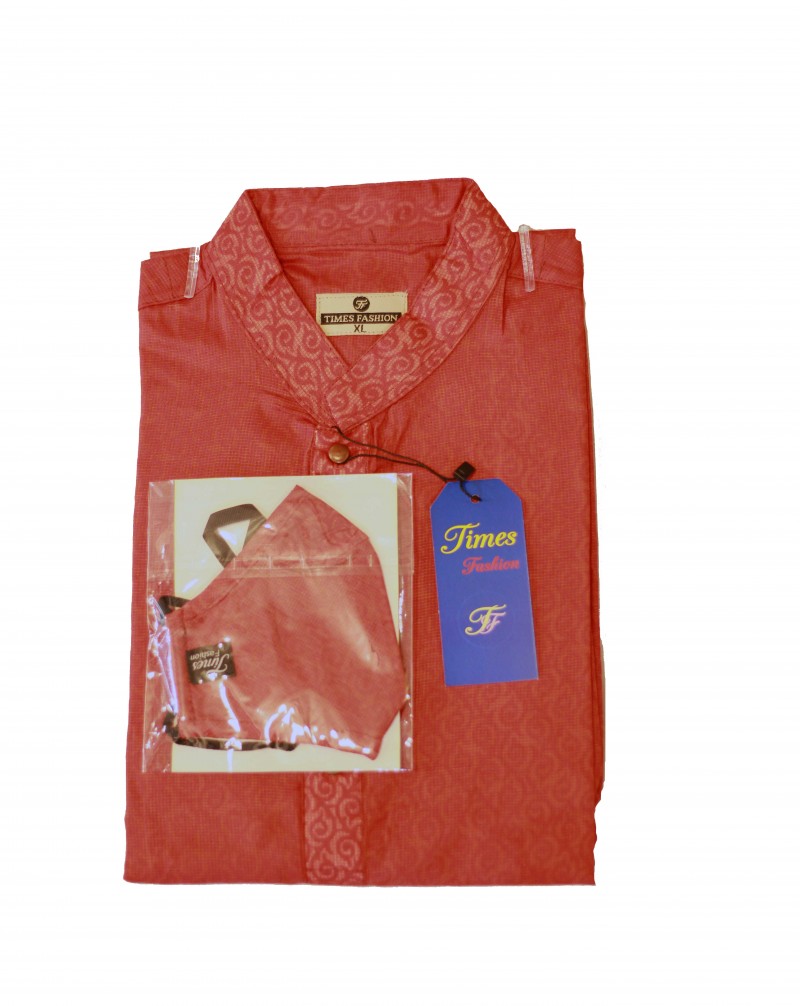 TIMES FASHION RED PANJABI WITH MASK