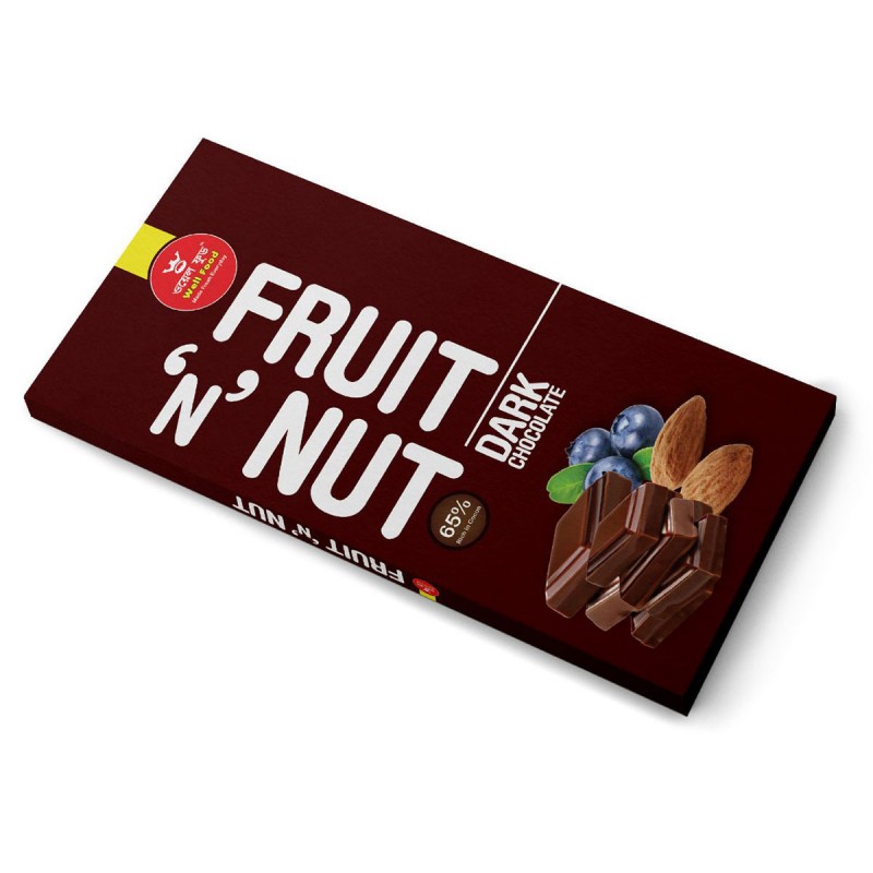 WELL FOOD FRUIT & NUT DARK CHOCOLATE 50GM
