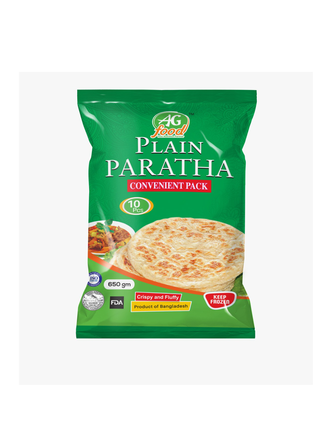 AG CONVENIENT PLAIN PARATHA FROZEN FOOD 650GM