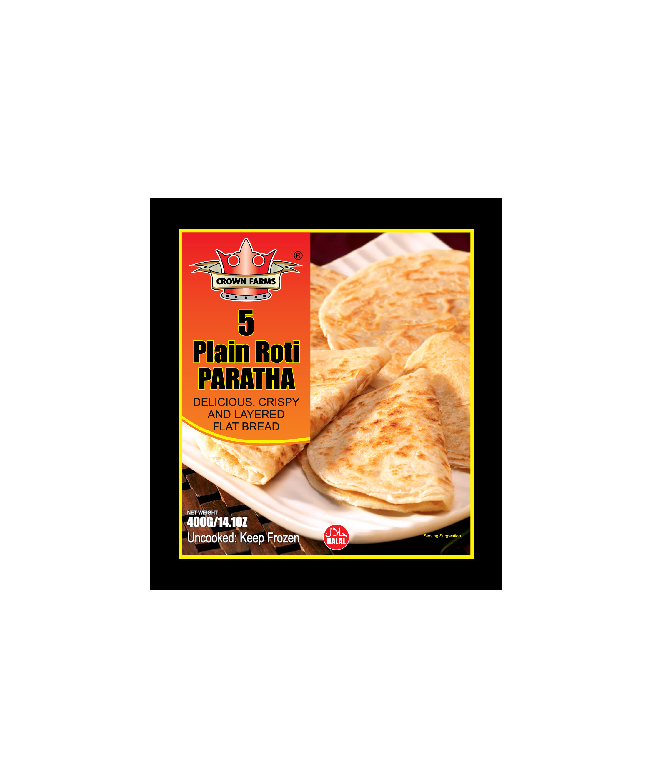 CROWN FARMS PLAIN ROTI PARATHA FROZEN 400GM