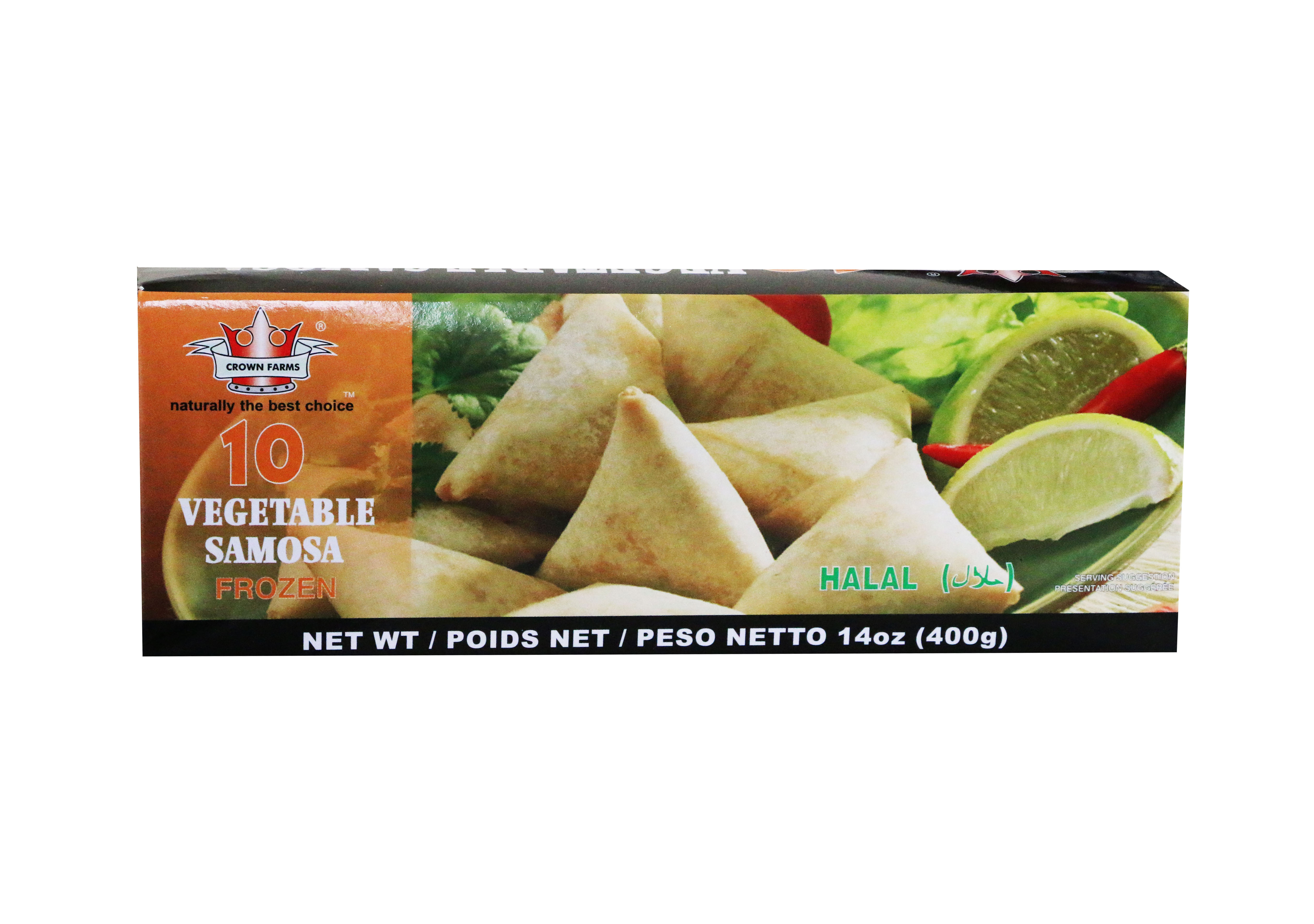 CROWN FARMS 10 VEGETABLE SAMOSA FROZEN FOOD 400GM