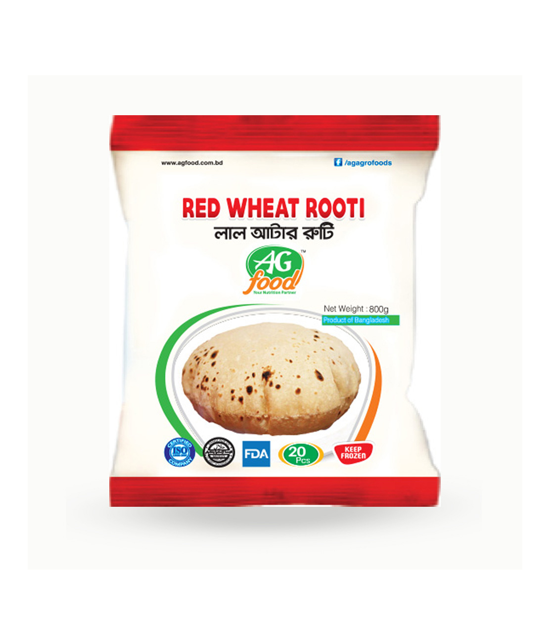 AG RED WHEAT ROOTI FROZEN FOOD 800GM