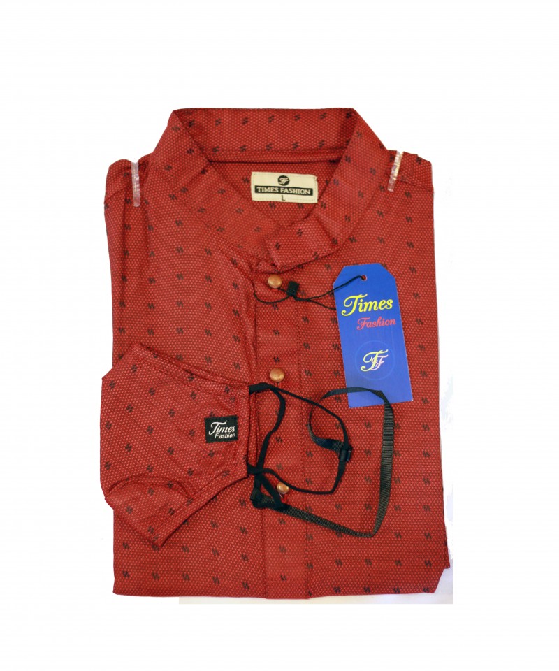 TIMES FASHION RED PANJABI WITH MASK